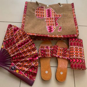 Ensemble Sac, Pochette, Éventail et Sandales Mama Africa